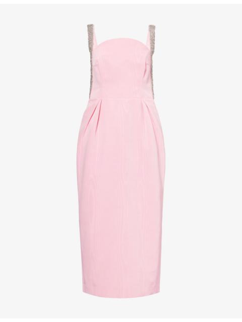 REBECCA VALLANCE Amaro Diamante-Embellished Crepe Midi Dress