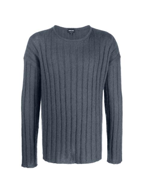 ribbed knit mohair-wool blend jumper