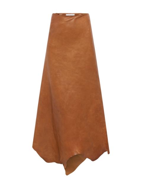 GABRIELA HEARST Edwardo Raw Cut Skirt in Cognac Vachetta Leather