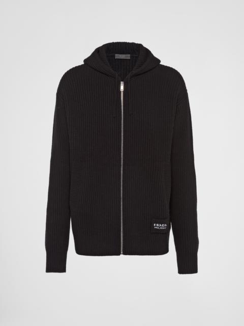 Wool and cashmere knit hoodie