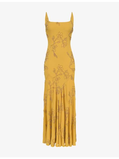 House of CB Rosalia Hand-Beaded Woven Maxi Dress
