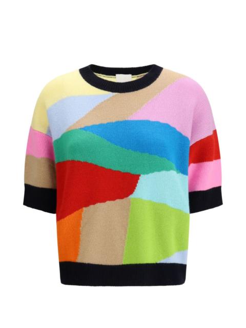 Allude colour-block short-sleeved top