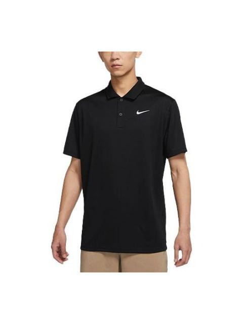 Nike Nike 드리프 Victory 단단한 색깔 로고 인쇄 빠른 건조한 Breathable 짧은 소매 폴로 셔츠 검정 DH