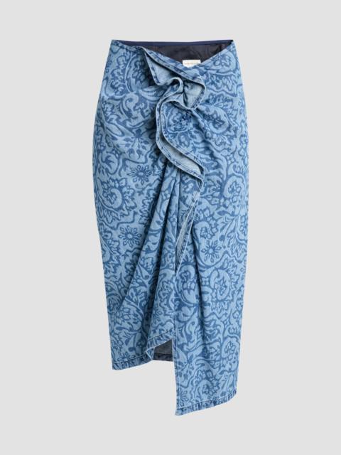Dries Van Noten Women's Sinas Floral Cotton Midi Skirt - Blue