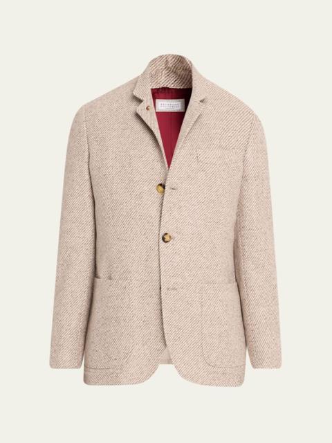 Brunello Cucinelli Men's Cashmere and Silk Diagonal Stripe Sport Coat