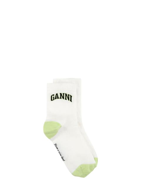 GANNI WHITE/GREEN SOCKS