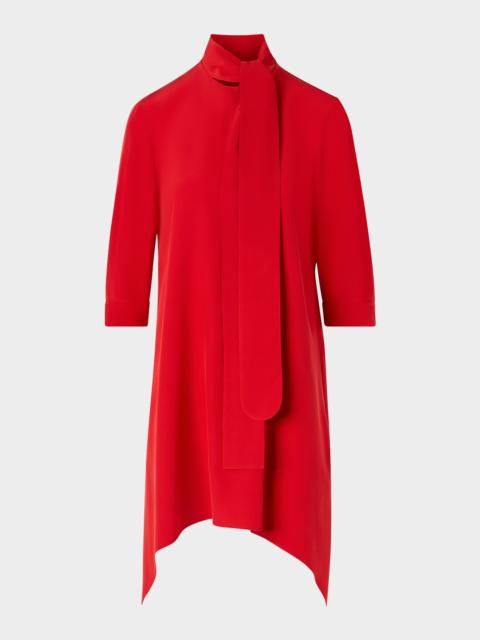 AKRIS Neck Scarf 3/4-Sleeve Silk Tunic Blouse