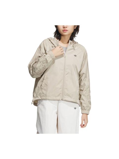 adidas (WMNS) adidas Fat 3-Stripes Windbreaker 'Wonder Beige' JD6382