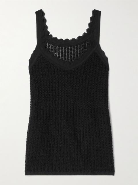 KHAITE Ennio scalloped pointelle-knit tank Black