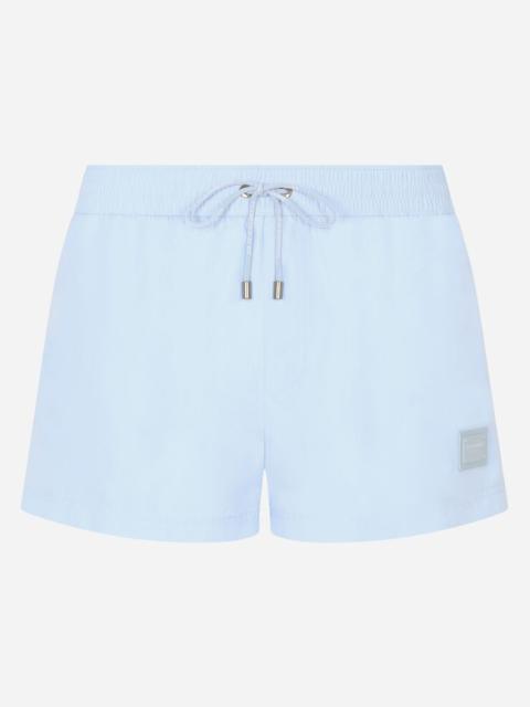 Dolce & Gabbana Short swim trunks with branded plate