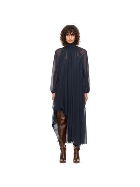 Chloé Navy Gathered Maxi Dress