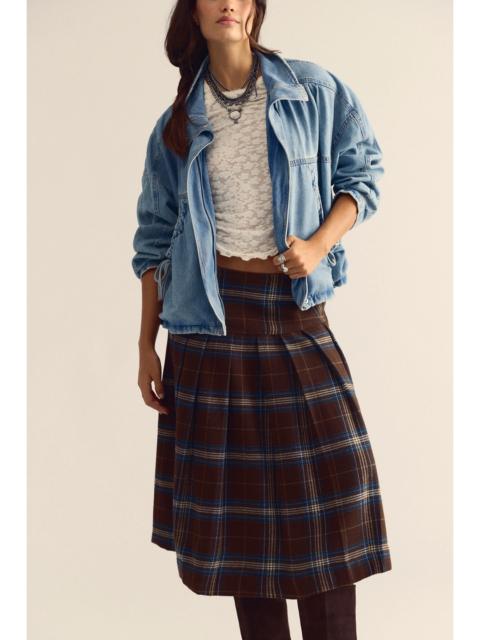 FREE PEOPLE We The Free Skipper Pleated Plaid Midi Skirt