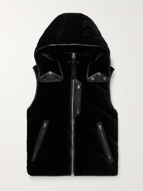 TOM FORD Leather-Trimmed Quilted Cotton-Velvet Down Hooded Gilet