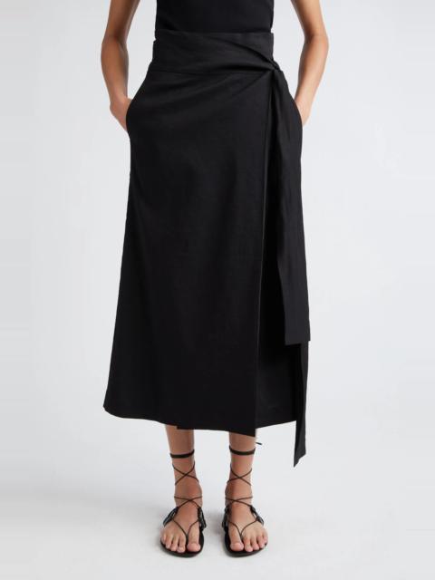 Linen Blend Wrap Skirt
