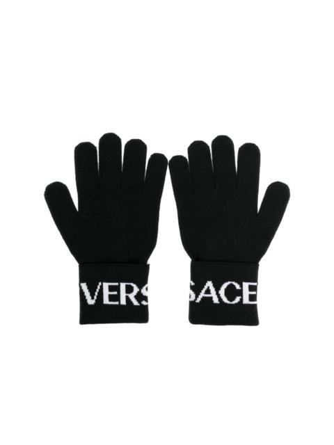 VERSACE intarsia-knit logo gloves