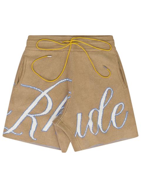 Rhude SCRIPT LOGO KNIT SHORTS "IVORY" RHSS23SH47822315 IVT