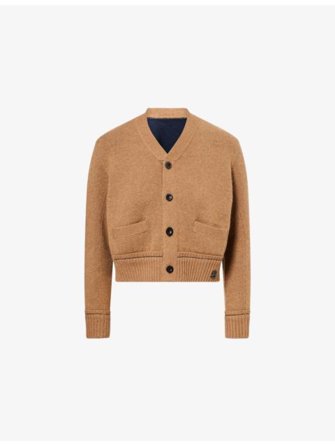 sacai V-Neck Cropped Cotton and Cashmere-Blend Cardigan