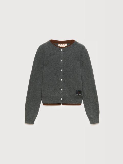 Marni GREY CASHMERE CARDIGAN WITH LAYERED EFFECT