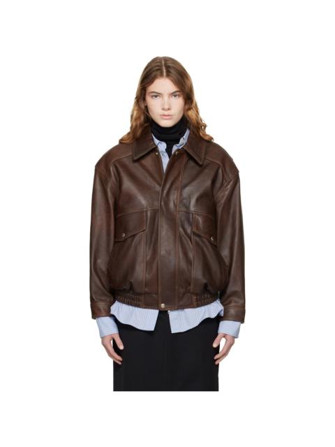 Dunst Brown Oversized Vintage Leather Jacket