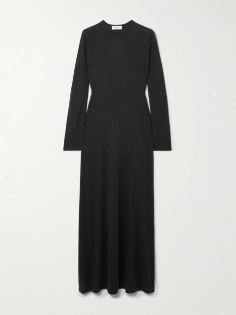 LISA YANG Eliora cotton and cashmere-blend maxi dress Black