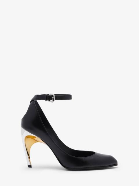 Alexander McQueen Women's Armadillo Ankle Strap Pump in Black/silver/gold