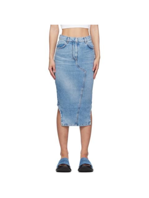 Givenchy Blue Asymmetric Denim Midi Skirt