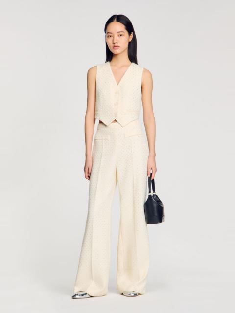 Sandro TWEED RHINESTONE-COVERED TROUSERS