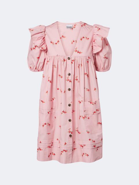 GANNI Floral ruffled cotton-blend poplin minidress