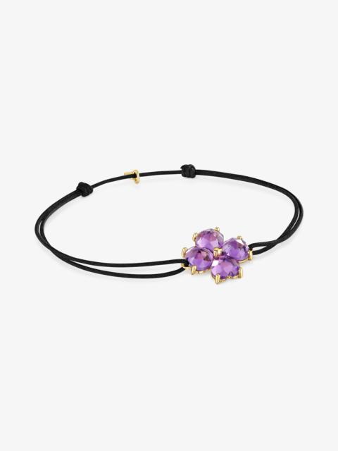 TOUS 18K solid gold Bracelet with amethyst and black nylon Daisy