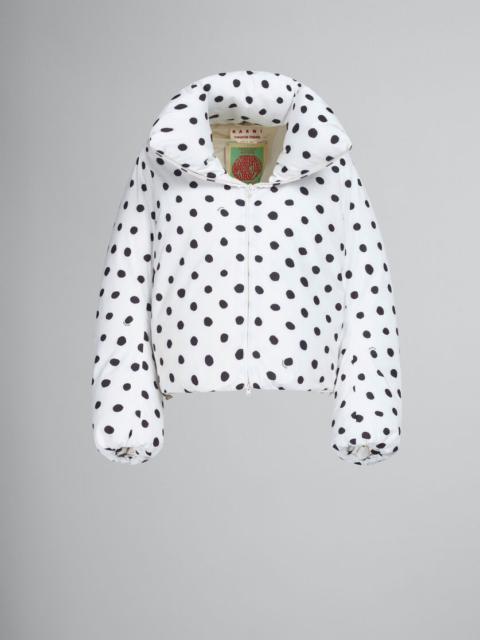 WHITE OVERSIZED DOWN JACKET WITH POLKA DOTS