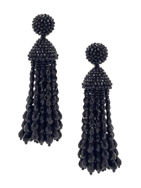 Oscar de la Renta Women's 24K-Gold-Plated & Glass Beaded Tassel Clip-On Drop Earrings - Black