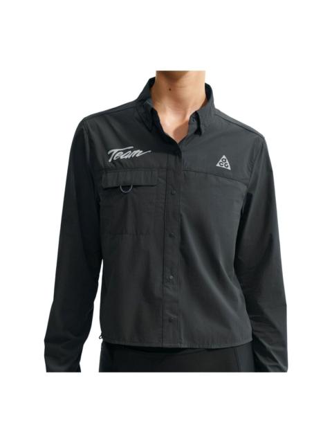 Nike (WMNS) Nike x ACG Aireez Button-Up Graphic Trail Shirt 'Dark Smoke Grey White' IU8152-070