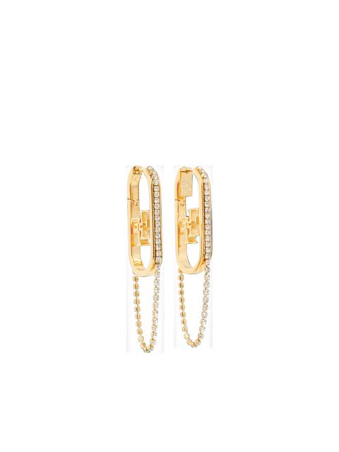ELISABETTA FRANCHI crystal-embellished logo-plaque earrings