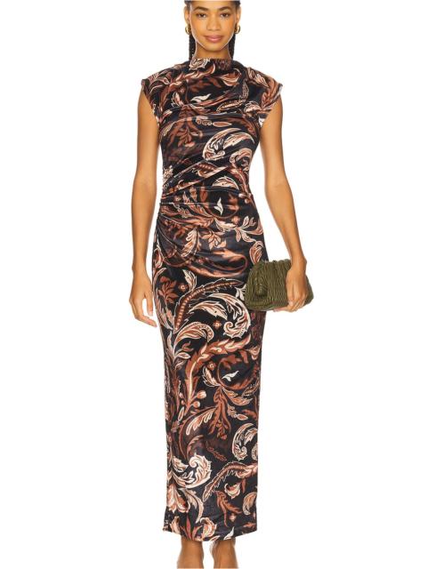 HEMANT & NANDITA Mock Neck Midi Dress