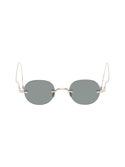 Thom Browne Silver Titanium Rimless Round Sunglasses