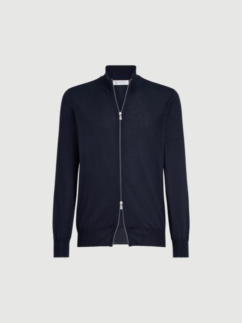 Brunello Cucinelli Cashmere and silk lightweight cardigan with zipper