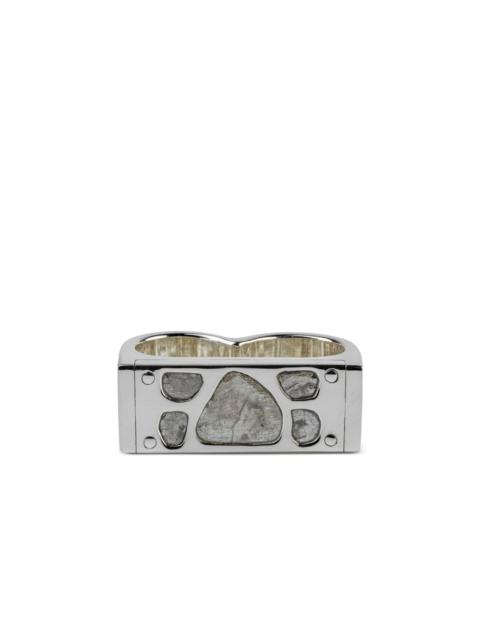 Parts of Four sterling silver diamond double ring