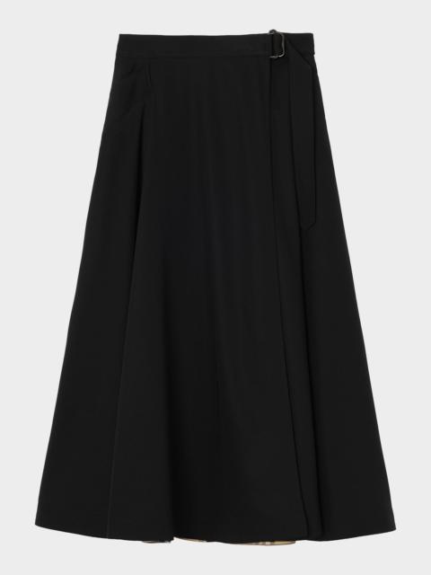 Burberry Belina Belted Wool Twill Midi Skirt