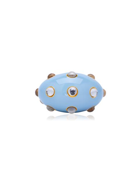 Oscar de la Renta Cabochon Enamel Ring blue