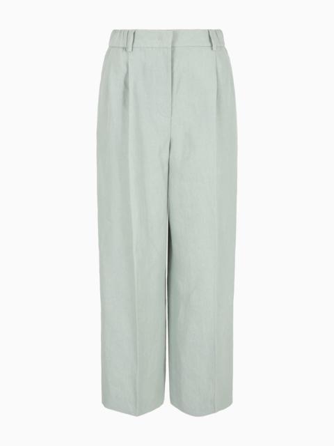 GIORGIO ARMANI Wide-legged linen trousers