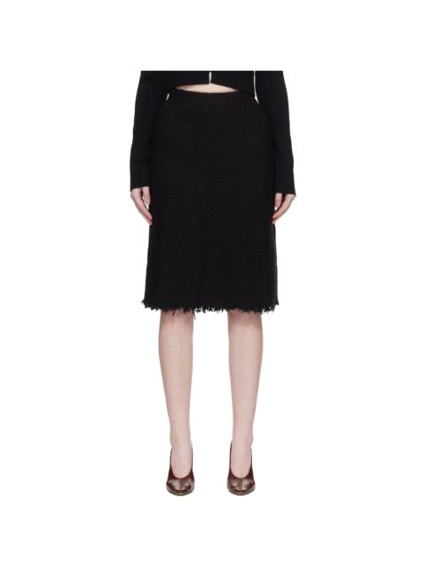 Jil Sander Black Frayed Edge Midi Skirt