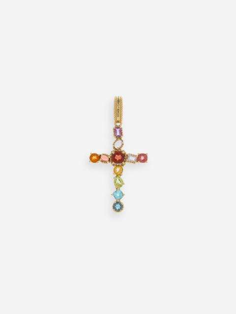 Rainbow charm in yellow gold 18kt with multicolor stones