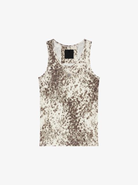SLIM FIT TANK TOP IN JERSEY WITH SNOW LEOPARD PRINT