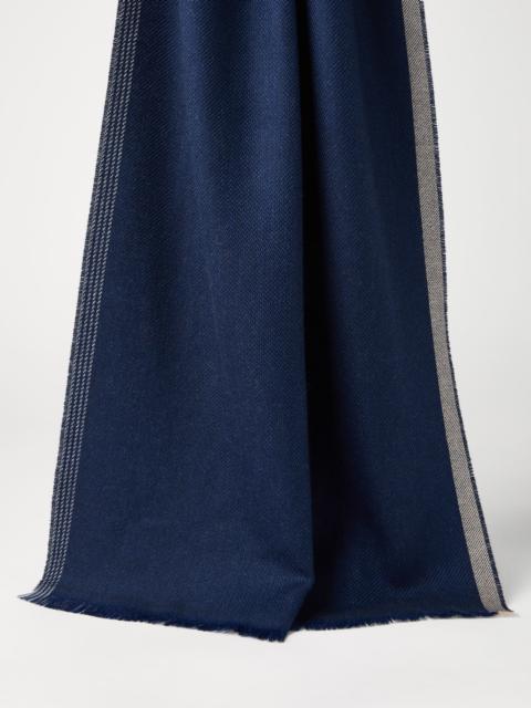 Brunello Cucinelli Wool and cashmere diagonal scarf with striped edge