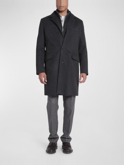 Men's Martingala Cashmere Overcoat with Inset Zip