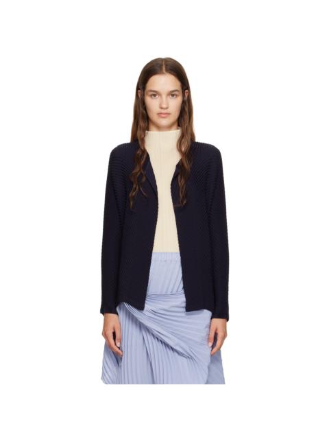 Navy Orbicular Pleats Cardigan