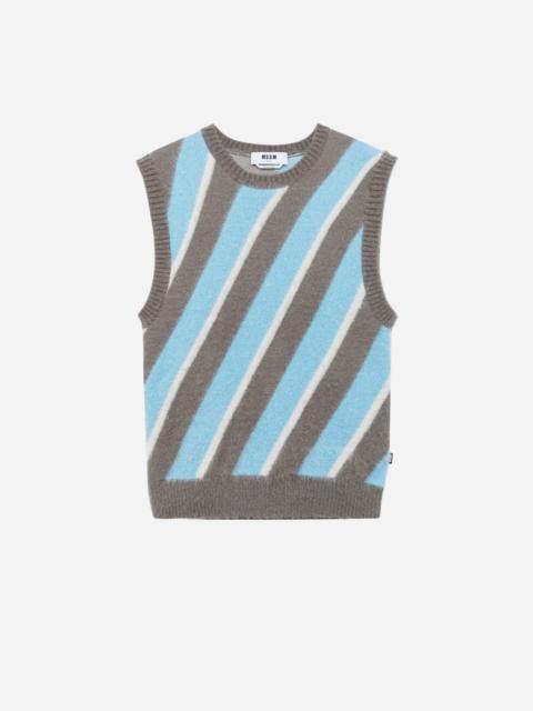 MSGM Striped mohair blend knit vest