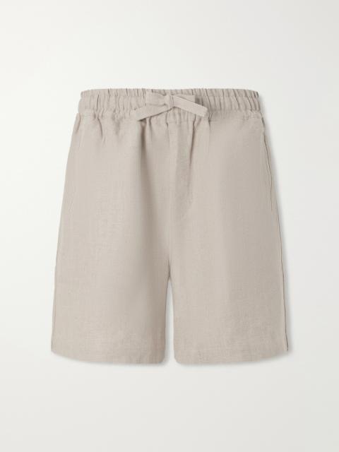 SAMAN AMEL Straight-Leg Linen Drawstring Shorts