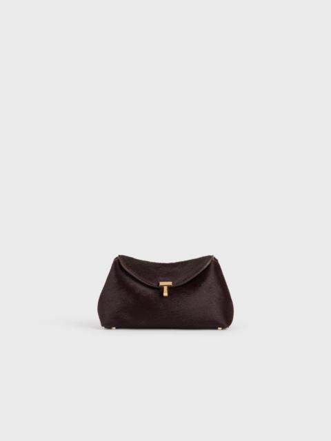 TOTEME Mini T-lock pony hair clutch wine