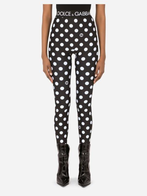 Dolce & Gabbana Spandex leggings with polka-dot print and branded elastic